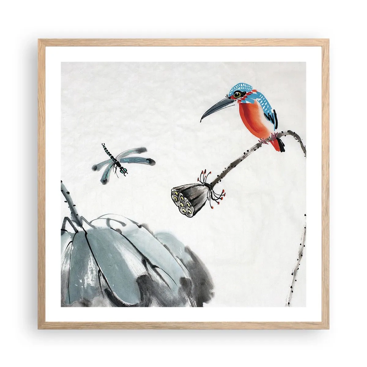 Plakat w ramie jasny dąb - Życie łąki - 60x60 cm