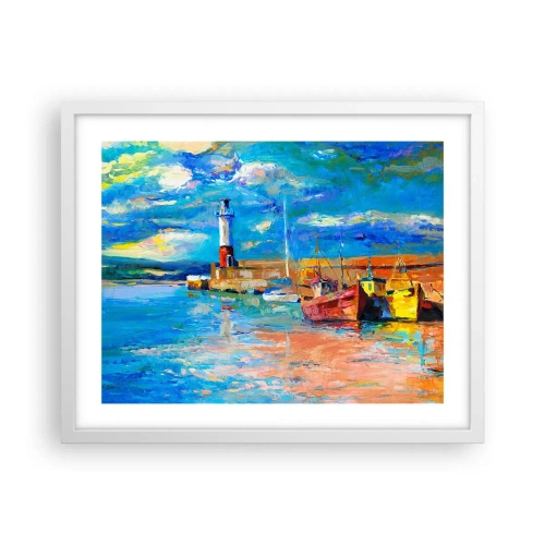 Plakat w białej ramie - Popołudnie w tęczowej zatoce - 50x40 cm