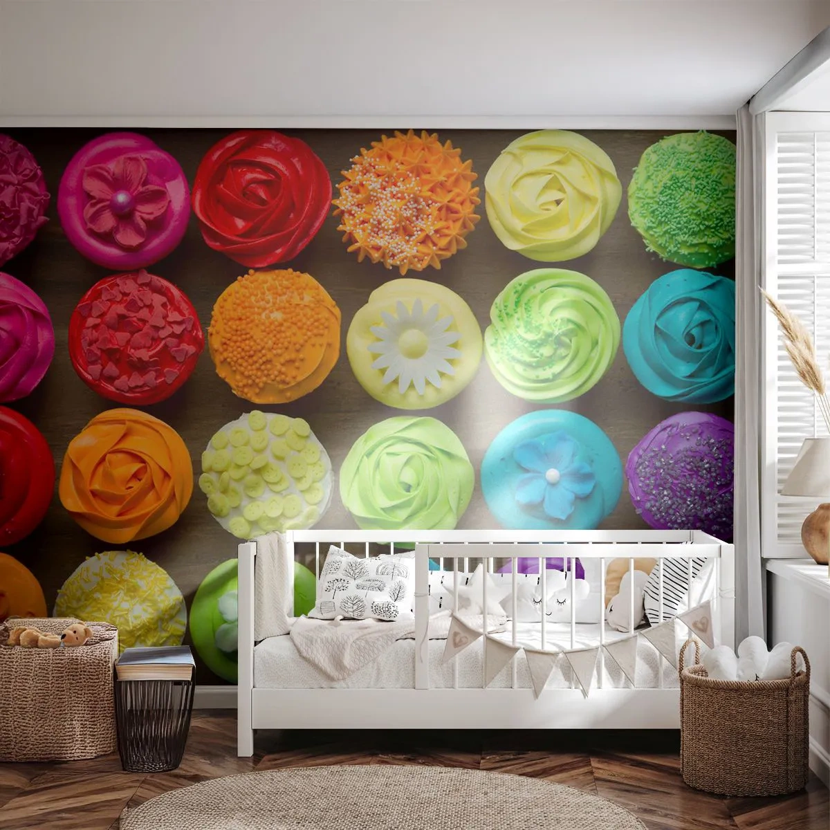 Fototapeta Standard Eco - Kolorowe babeczki ozdobione dekoracyjnym lukrem - 100x70cm - Każde inne - wszystkie pyszne - Nowoczesna dekoracja ścienna do salonu i sypialni ARTTOR