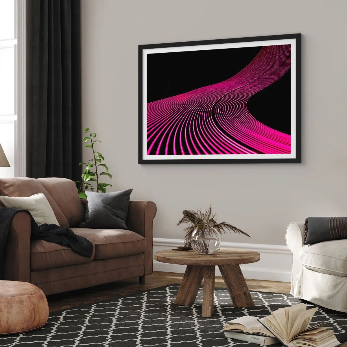 Plakat w czarnej ramie - Aleja światła - 91x61 cm