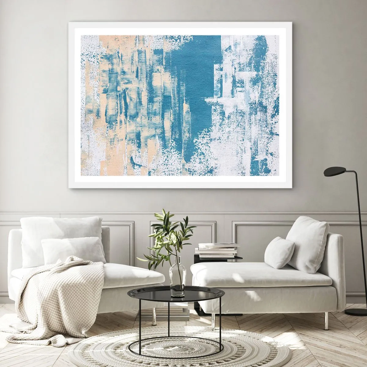 Plakat w białej ramie - Przez lodowy sopel - 70x50 cm