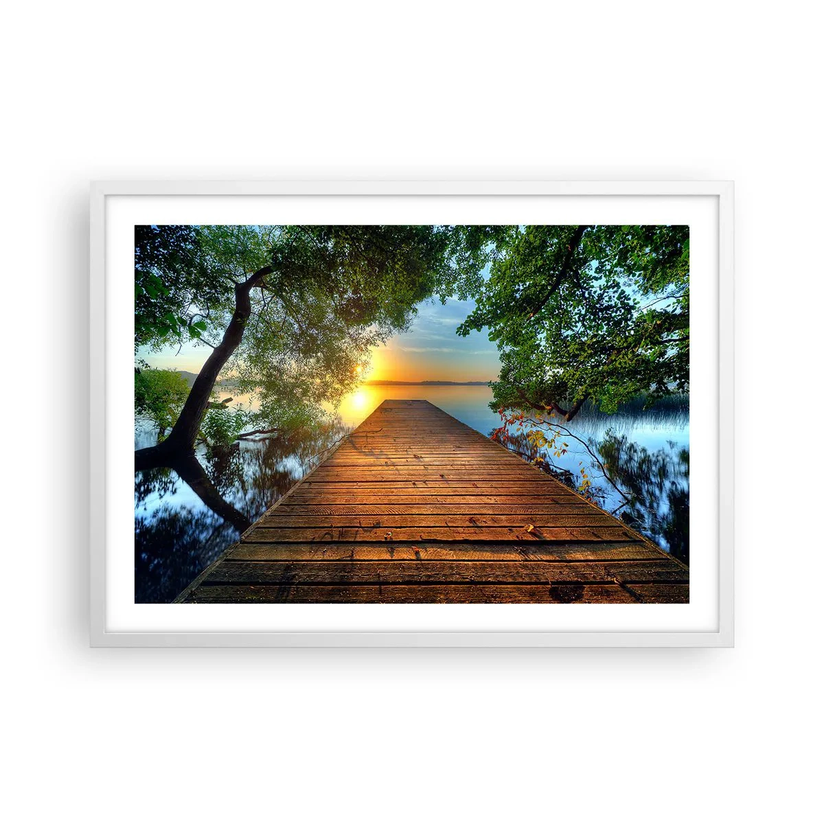 Plakat w białej ramie - Nie śpiesz się, usiądź - 70x50 cm