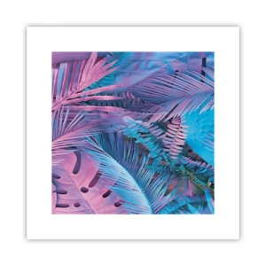 Plakat - Tropiki w różu i błękicie - 30x30 cm