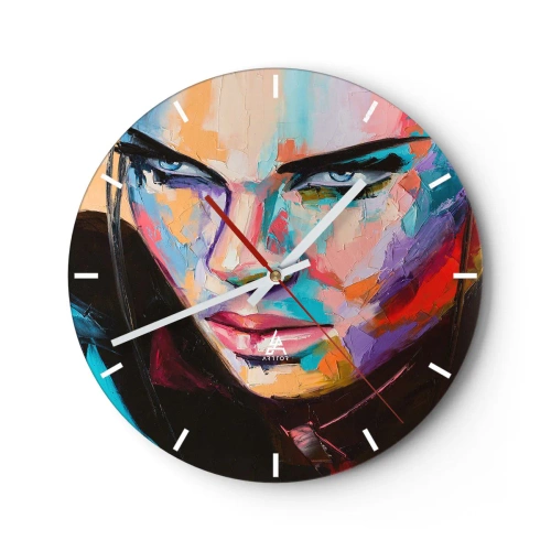 Zegar ścienny - Abstrakcyjny portret kobiety - 30x30cm - Dzikość serca - Nowoczesna dekoracja ścienna do salonu, kuchni i sypialni ARTTOR