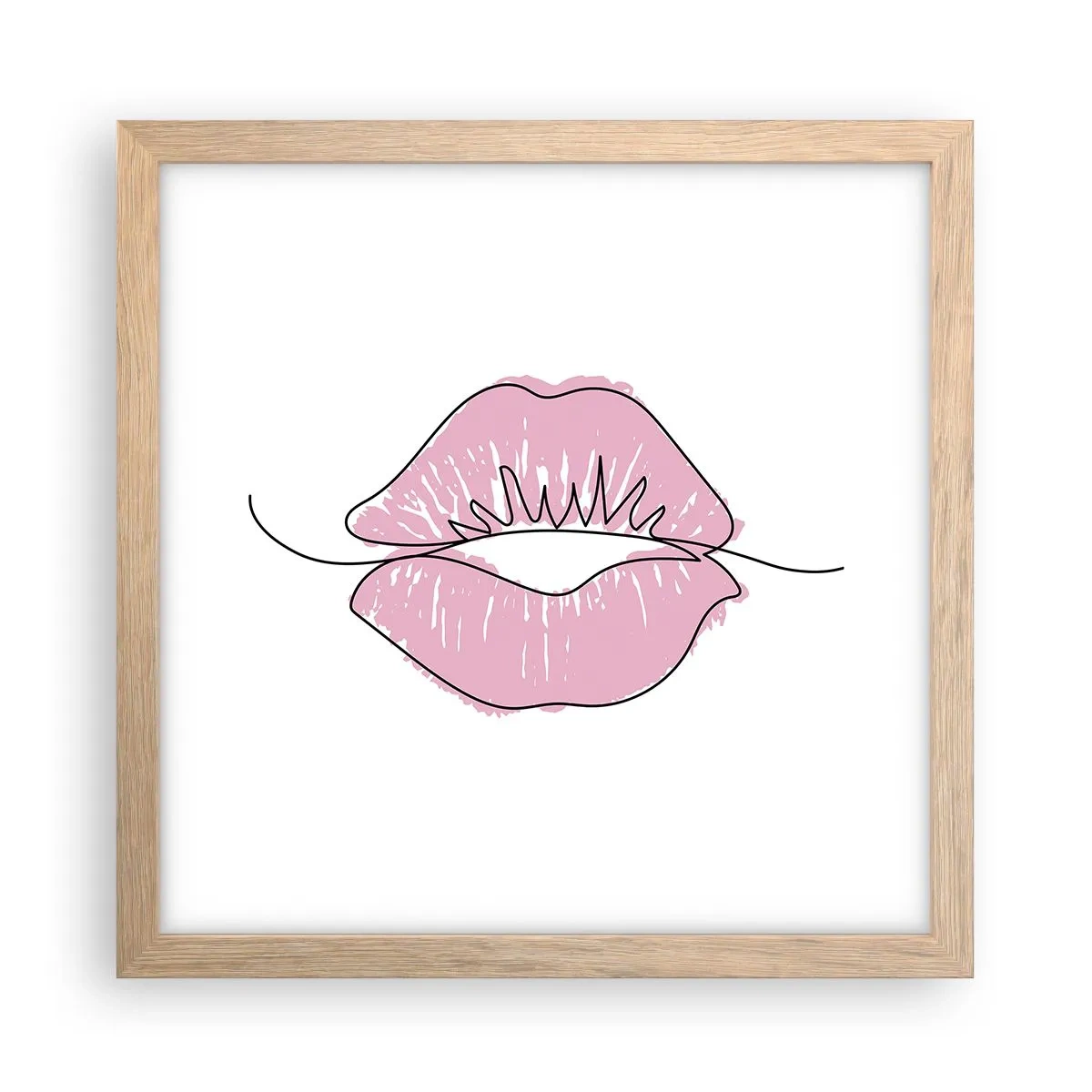 Plakat w ramie jasny dąb - Gotowy do pocałunku? - 30x30 cm