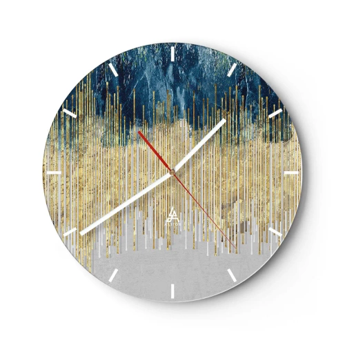 Zegar ścienny - Złote pionowe linie przechodzące w granatowe i szare gradienty - 30x30cm - Wyzłocona granica - Nowoczesna dekoracja ścienna do salonu, kuchni i sypialni ARTTOR
