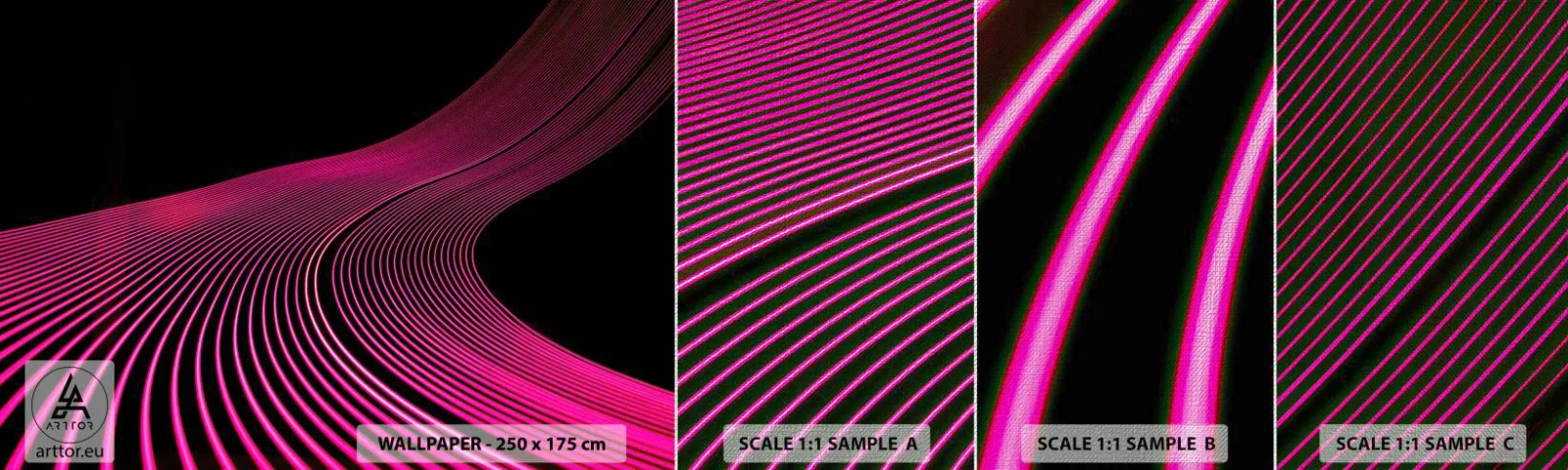 Fototapeta Próbka Premium Canvas - Aleja światła - Linie, Nowoczesny, Neonowy - 100x30 cm