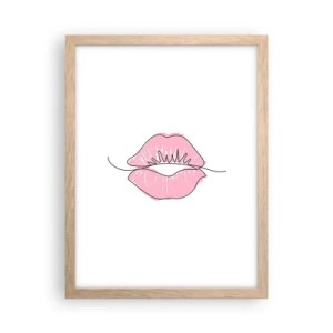 Plakat w ramie jasny dąb - Gotowy do pocałunku? - 30x40 cm