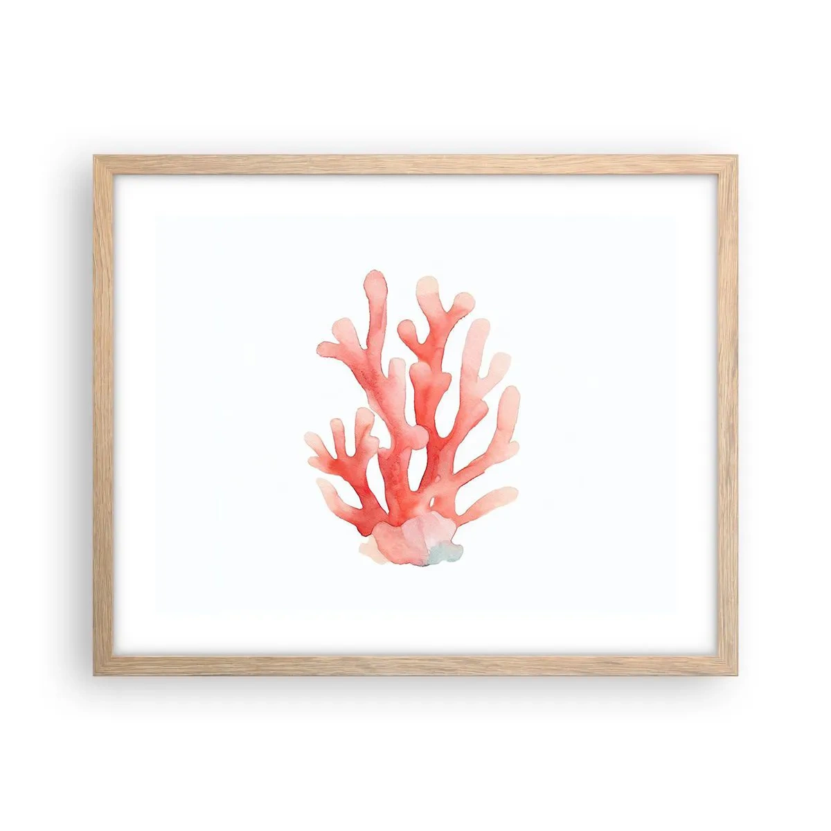 Plakat w ramie jasny dąb - Koral koloru koralowego - 50x40 cm