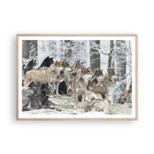 Plakat w ramie jasny dąb - Rodzina i przyjaciele - 100x70 cm