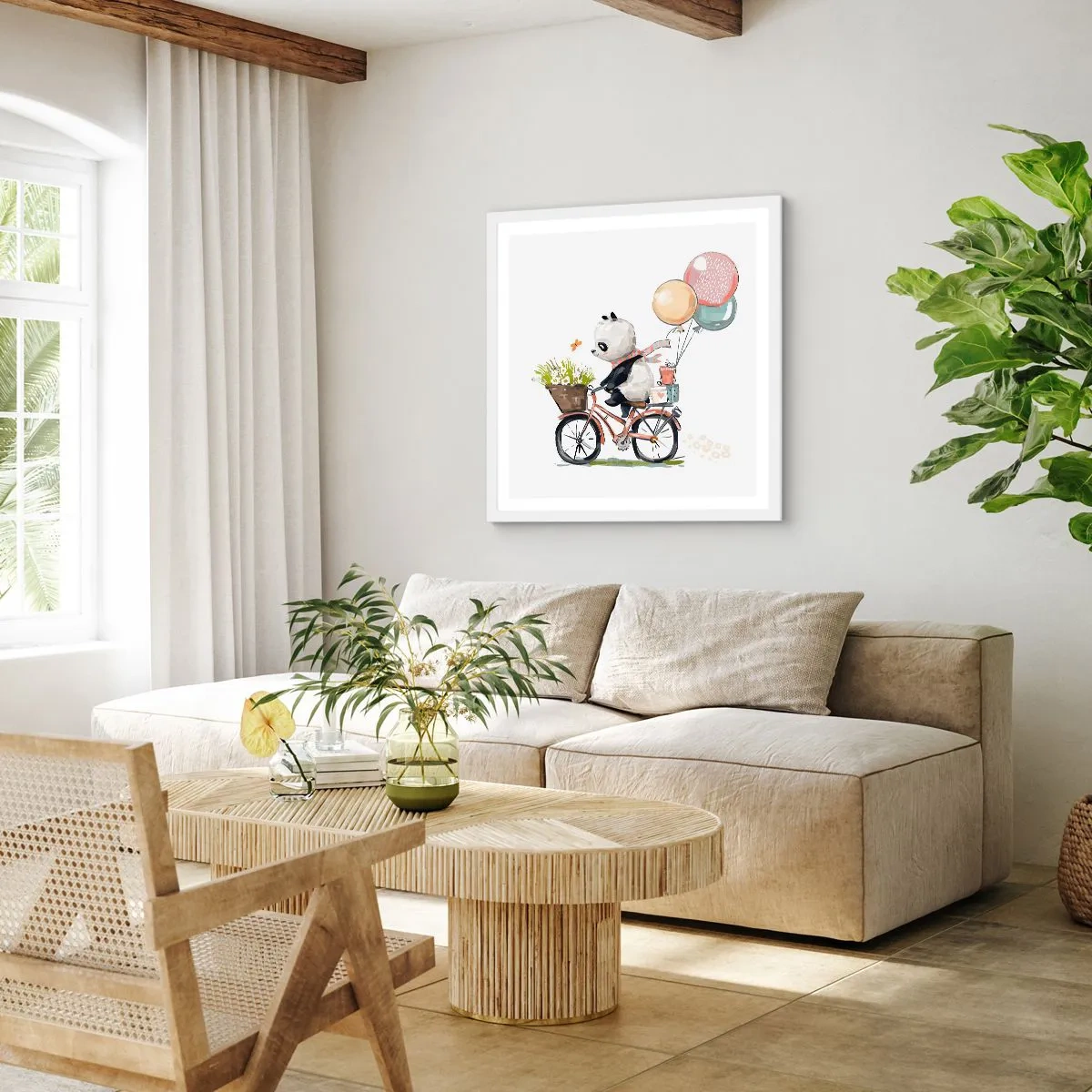 Plakat w białej ramie - Szczęśliwy dzień - 40x40 cm