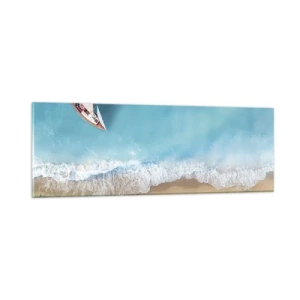 Obraz na szkle - Na granicy błękitu i złota - 90x30 cm