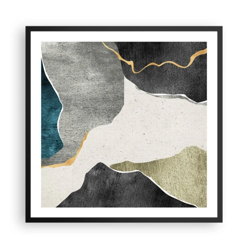 Plakat w czarnej ramie - Mozaikowa kompozycja z nitką złota - 60x60 cm