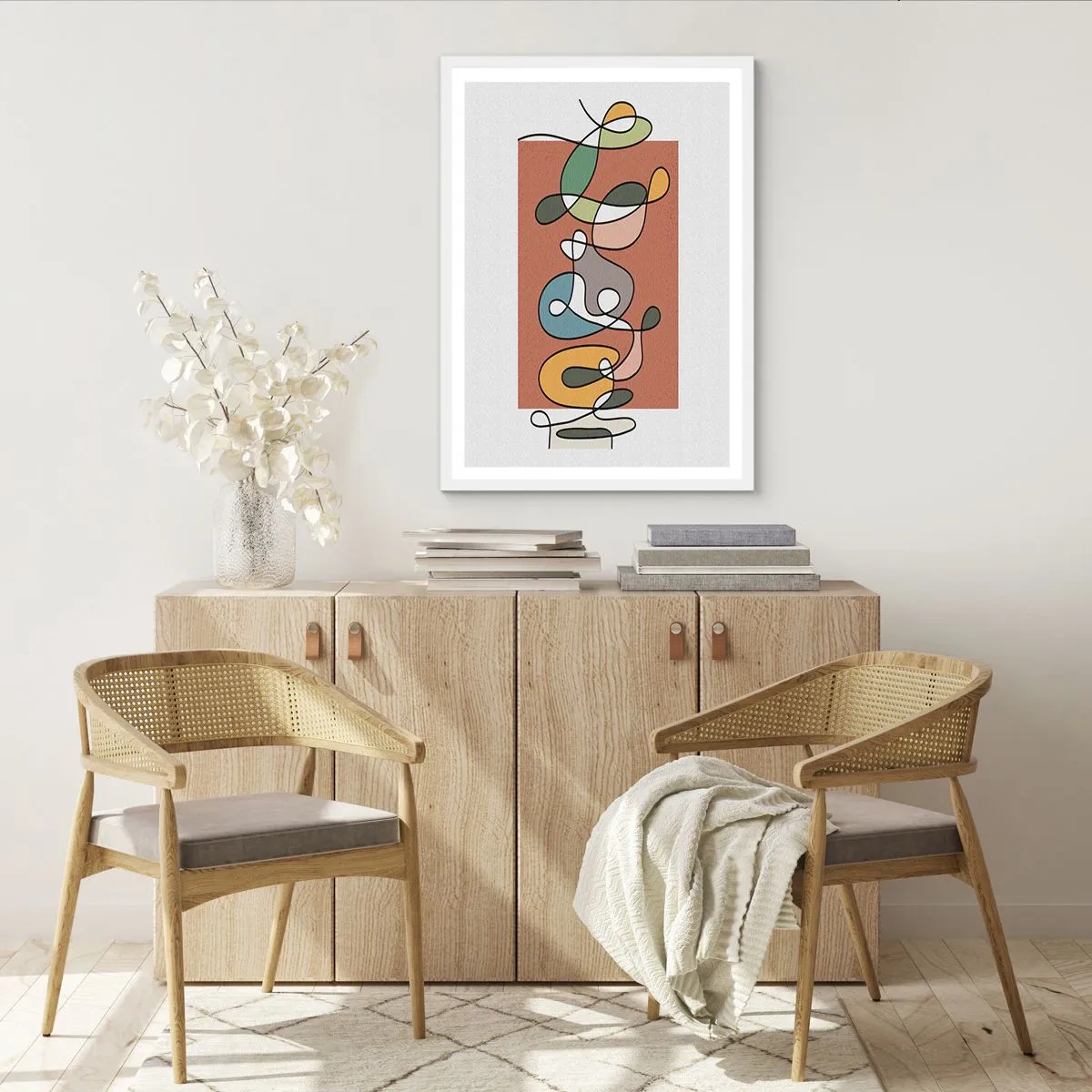 Plakat w białej ramie - Abstrakcja: kolorowy pląs - 40x50 cm