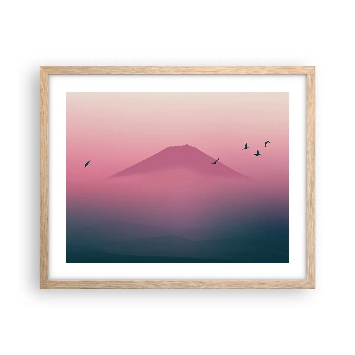 Plakat w ramie jasny dąb - Wędrowcy ponad chmurami - 50x40 cm