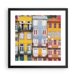 Plakat w czarnej ramie - Barwy starego miasta - 40x40 cm