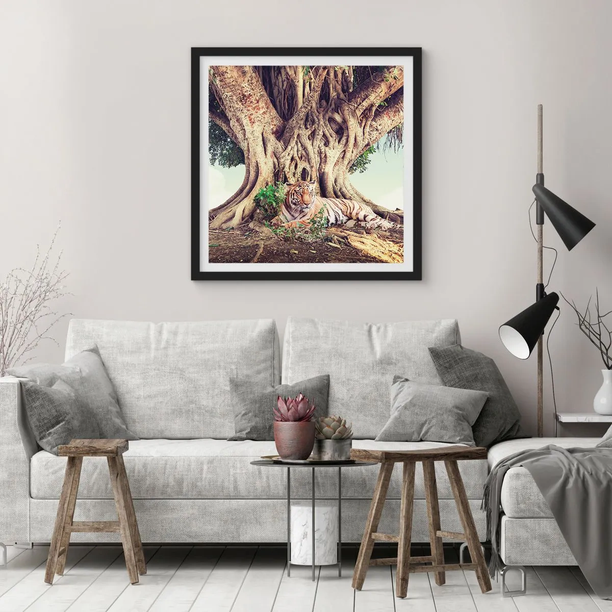 Plakat w czarnej ramie - Widok z Księgi Rodzaju - 40x40 cm