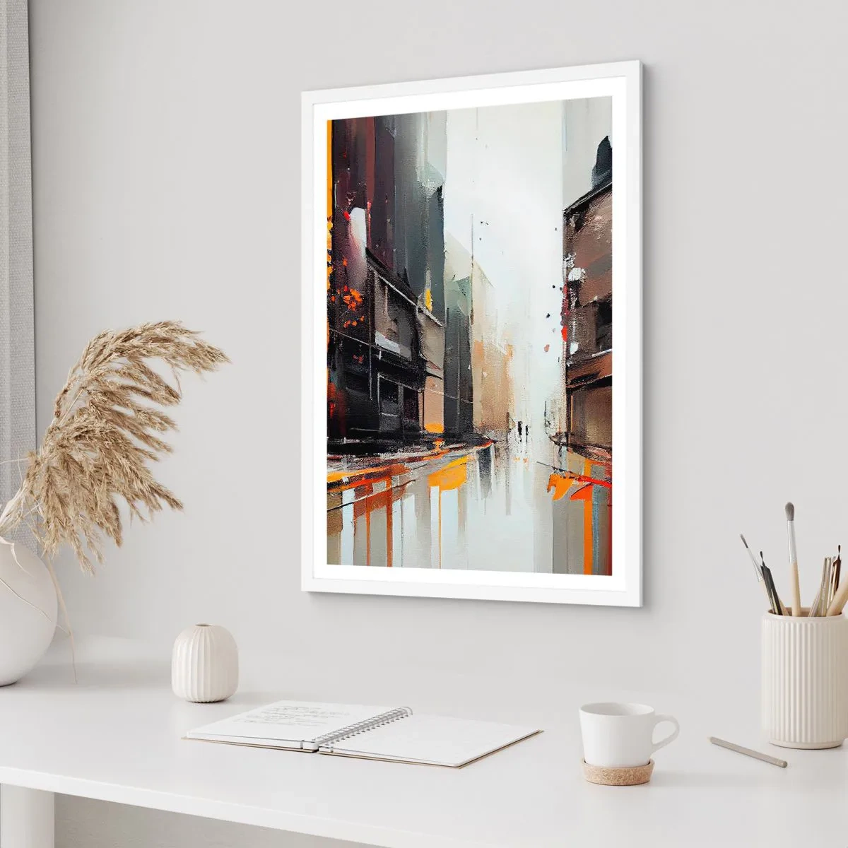 Plakat w białej ramie - Deszczowy dzień - 50x70 cm
