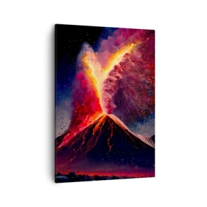 Obraz na płótnie - Erupcja wulkanu w intensywnych barwach - 50x70cm - Piękno i groza - Nowoczesna dekoracja ścienna do salonu, kuchni i sypialni ARTTOR