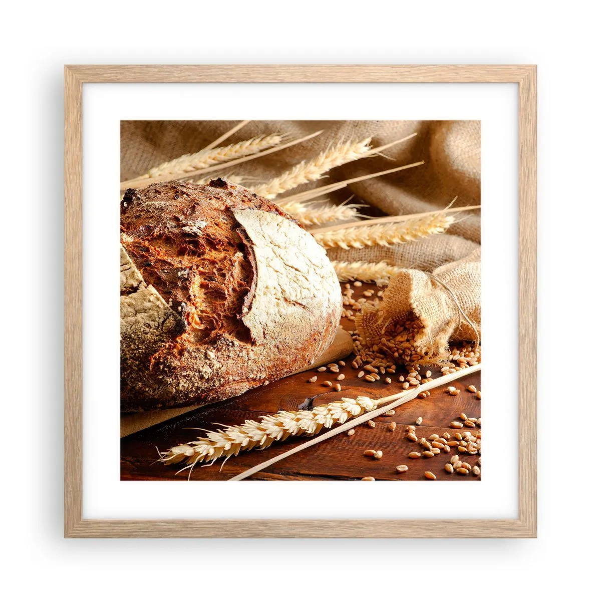 Plakat w ramie jasny dąb - Apetyczny, wonny, chrupiący - 40x40 cm