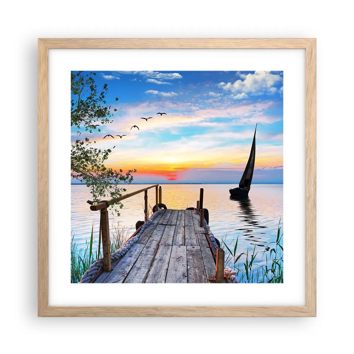 Plakat w ramie jasny dąb - Dobry wieczór - 40x40 cm