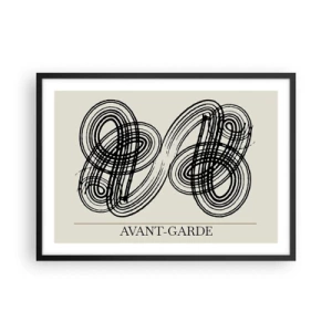 Plakat w czarnej ramie - Abstrakcyjne, czarne linie na jasnym tle w stylu awangardowym - 70x50cm - Wyszło spontanicznie - Nowoczesna dekoracja ścienna do salonu i sypialni ARTTOR