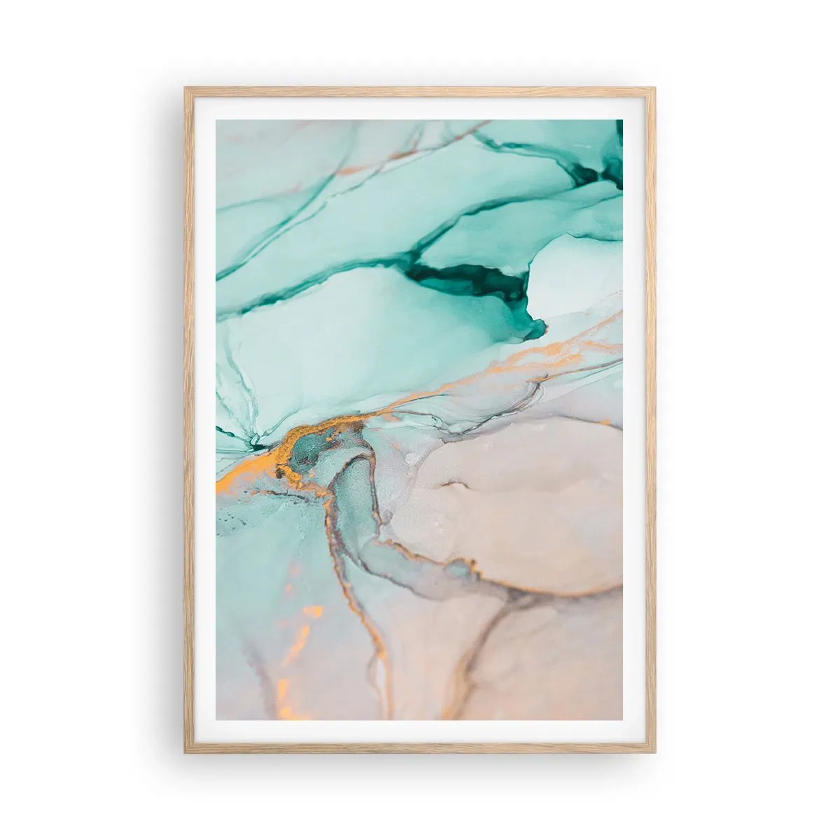 Plakat w ramie jasny dąb - Taniec kształtów i barw - 70x100 cm