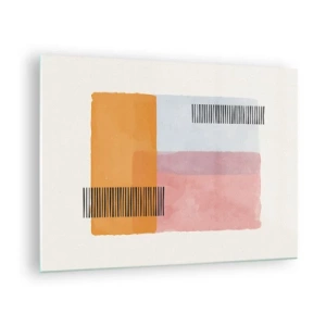 Obraz na szkle - Abstrakcyjne prostokąty z liniami w stylu minimalistycznym - 70x50cm - Z kąta w kąt - Nowoczesna dekoracja ścienna do salonu i sypialni ARTTOR