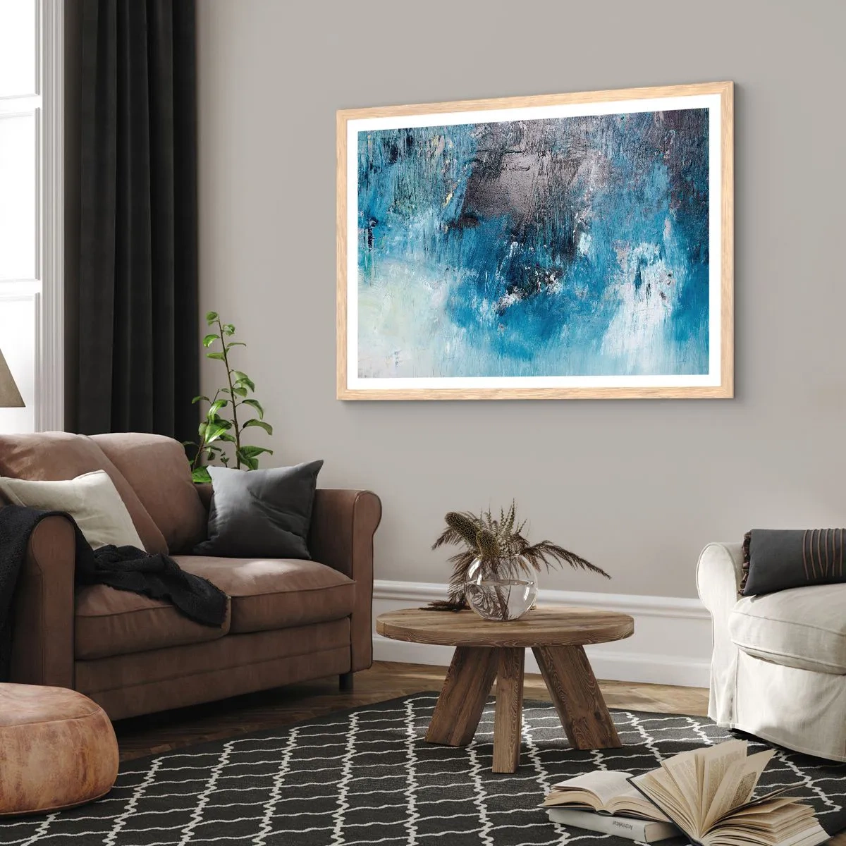 Plakat w ramie jasny dąb - Błękitna rapsodia - 40x30 cm
