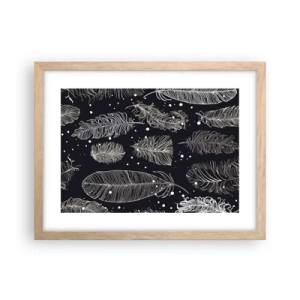 Plakat w ramie jasny dąb - Pierzasta koronka - 40x30 cm