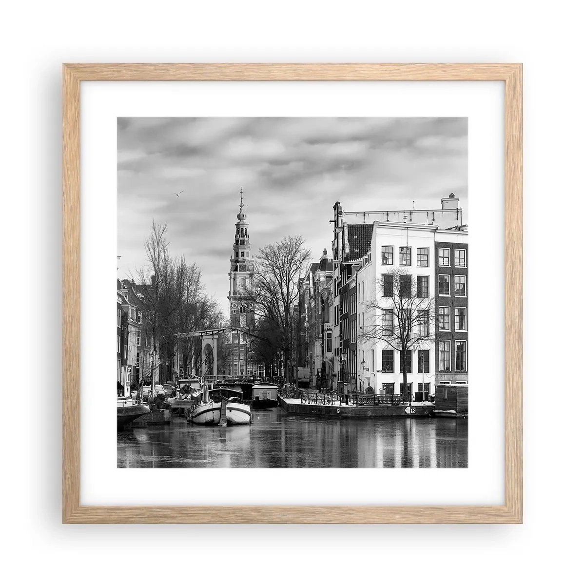 Plakat w ramie jasny dąb - Amsterdamskie klimaty - 40x40 cm