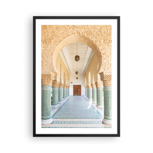 Plakat w czarnej ramie - Zdjęcie zdobionego arkadowego korytarza w stylu orientalnym - 50x70cm - Z opowieści Szeherezady - Nowoczesna dekoracja ścienna do salonu i sypialni ARTTOR