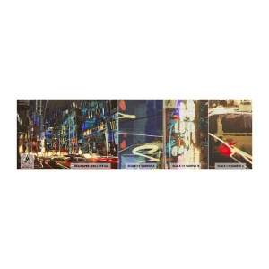 Fototapeta Próbka Premium Canvas - Wieczorny gwar ulicy - Miasto, Architektura, Nocne Życie - 100x30 cm