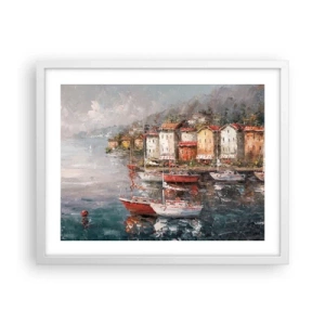Plakat w białej ramie - Romantyczna przystań - 50x40 cm