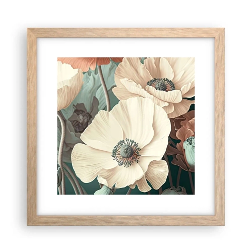 Plakat w ramie jasny dąb - Szept maków - 30x30 cm
