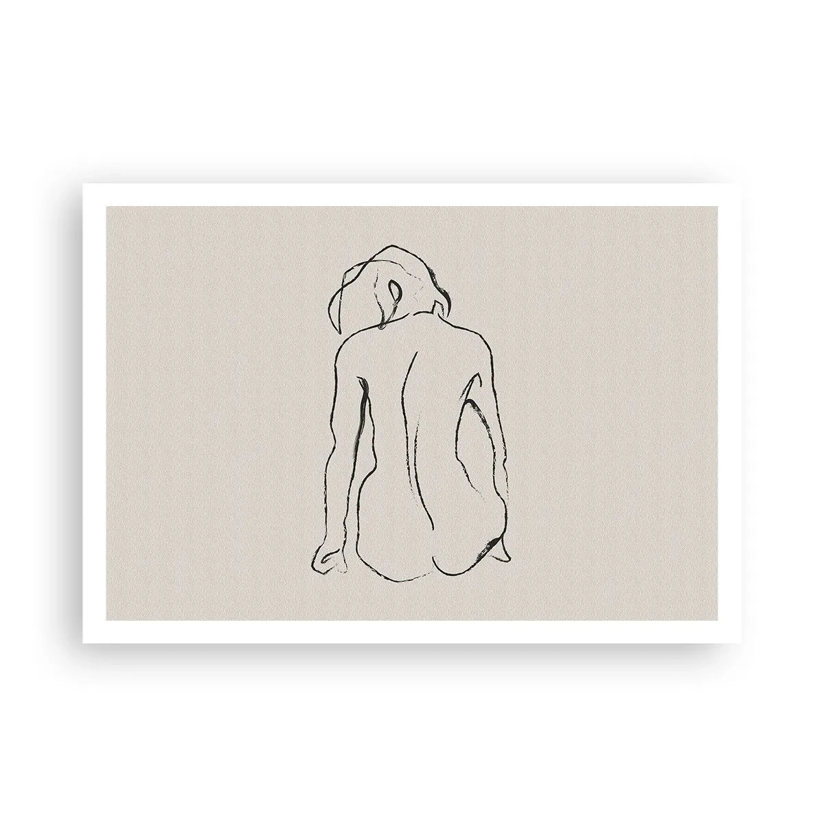 Plakat - Subtelny szkic dziewczęcej sylwetki z widokiem z tyłu - 100x70cm - Akt dziewczęcy - Nowoczesna dekoracja ścienna do salonu i sypialni ARTTOR