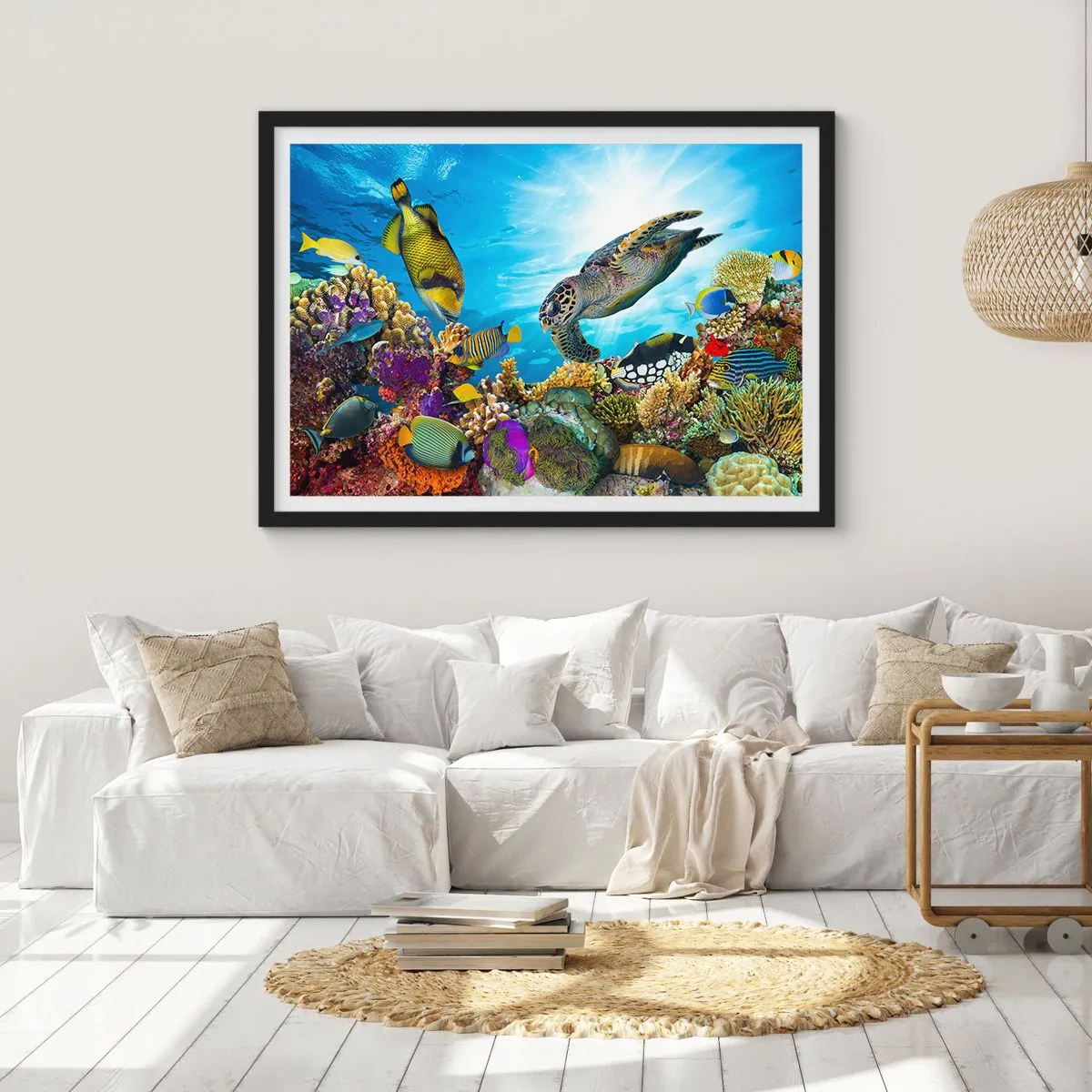 Plakat w czarnej ramie - Koralowa promenada - 40x30 cm