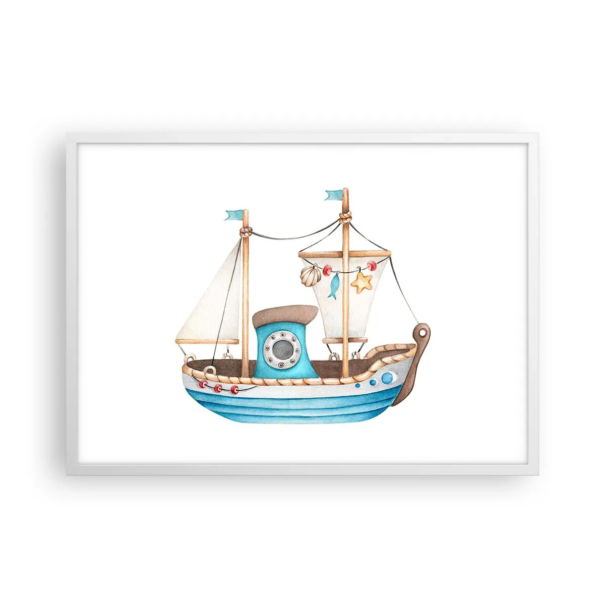 Plakat w białej ramie - Ahoj, przygodo! - 70x50 cm