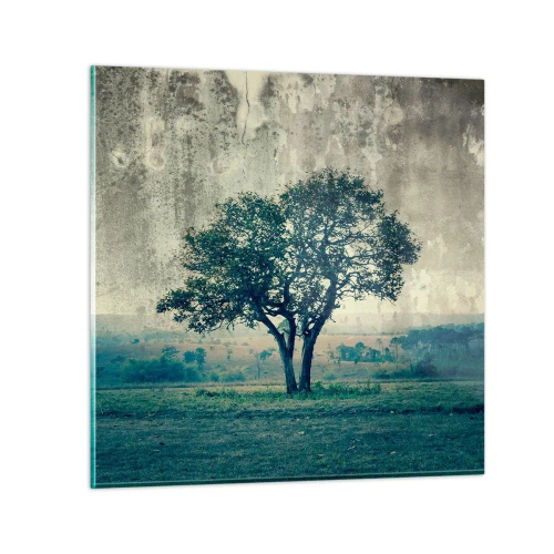 Obraz na szkle - Jabłoń na błękitnym błoniu? - 30x30 cm