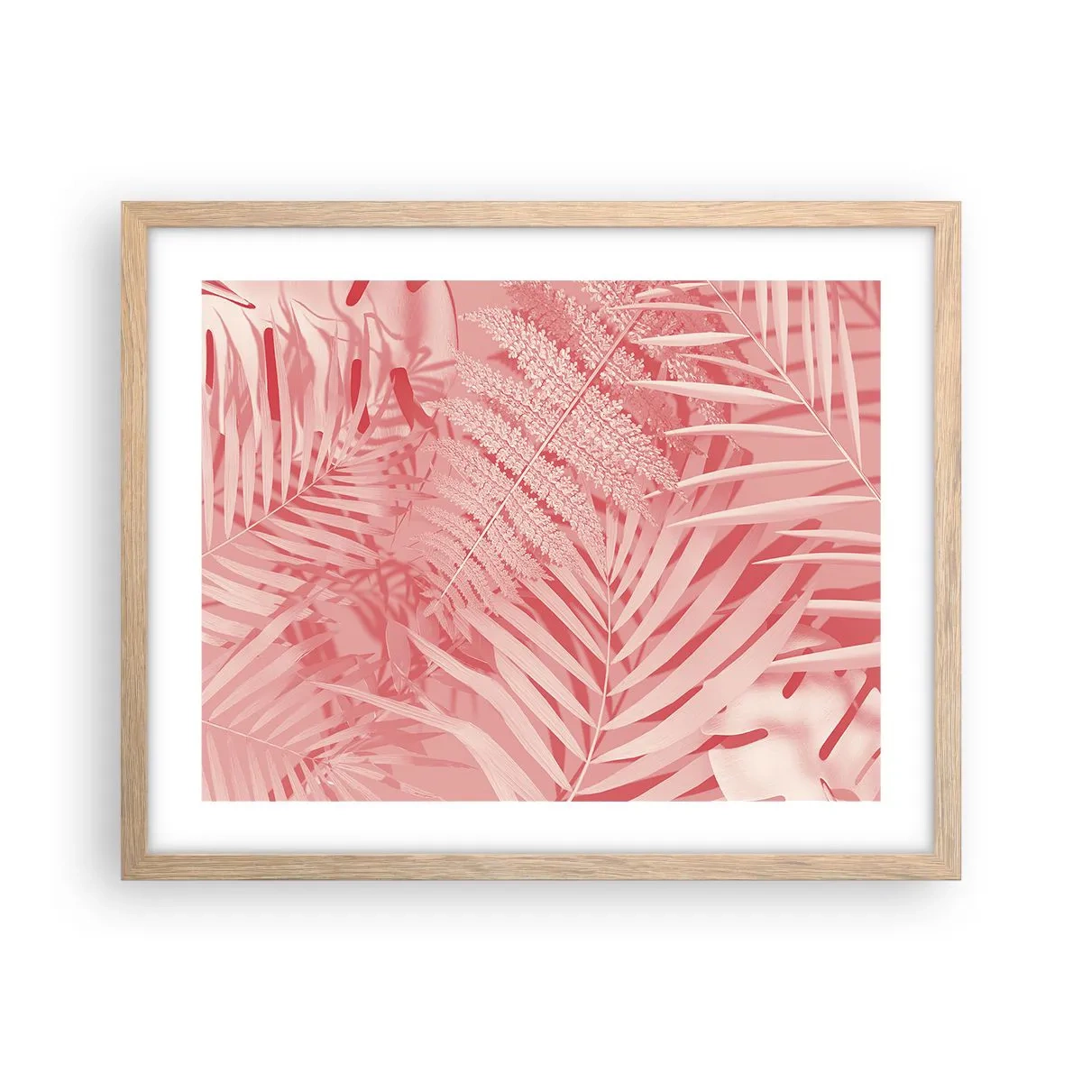 Plakat w ramie jasny dąb - Różowy koncept - 50x40 cm