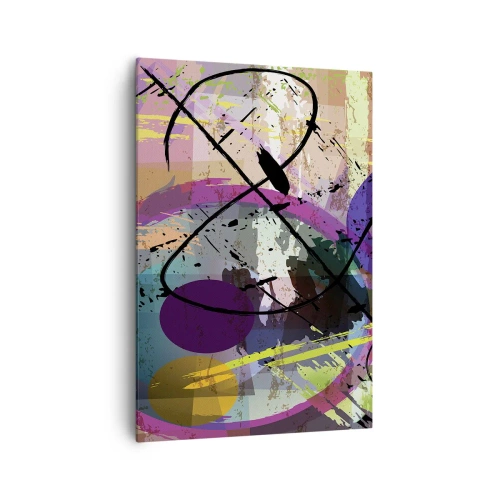 Obraz na płótnie - Kolorowy abstrakcyjny wzór z dynamicznymi liniami i kształtami - 70x100cm - Można wprost lub naokoło - Nowoczesna dekoracja ścienna do salonu i sypialni ARTTOR