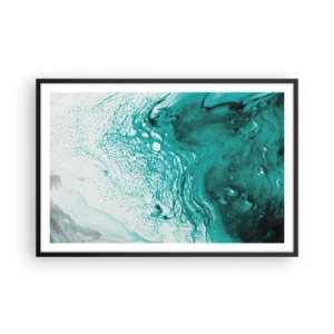 Plakat w czarnej ramie - Rozpłynąć się w bieli i turkusie - 91x61 cm