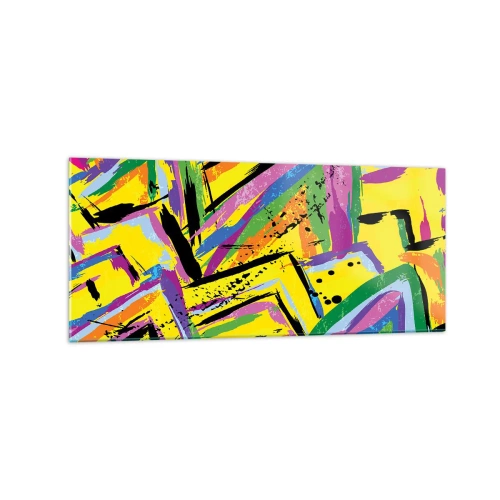 Obraz na szkle - Żywa abstrakcja w jaskrawych kolorach i dynamicznych kształtach - 120x50cm - Aż krzyczy z radości - Nowoczesna dekoracja ścienna do salonu i sypialni ARTTOR
