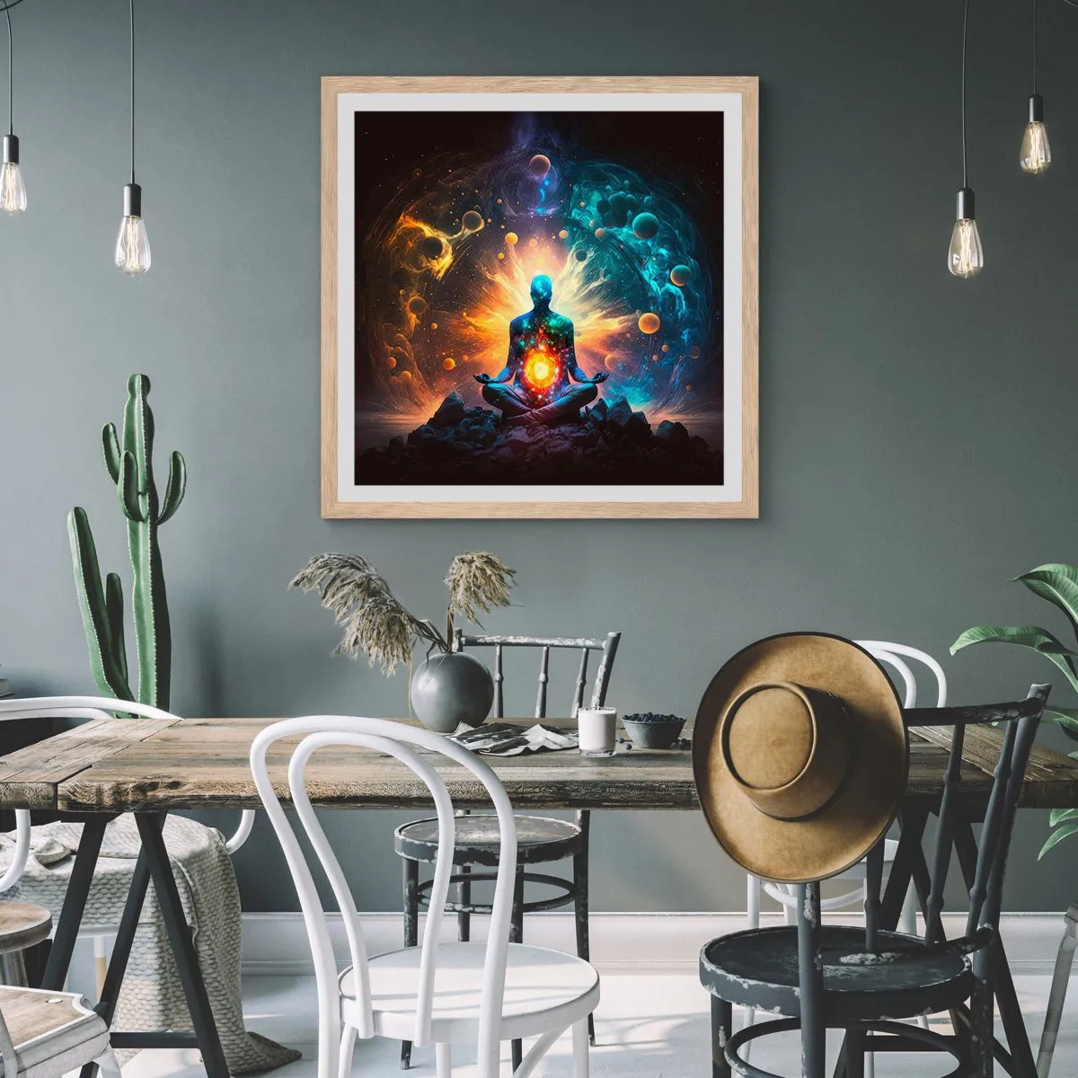 Plakat w ramie jasny dąb - Kosmiczny spokój - 50x50 cm
