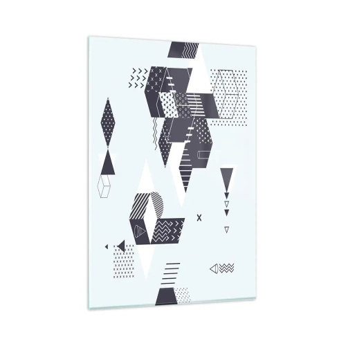 Obraz na szkle - Nowoczesna grafika geometryczna w odcieniach bieli i granatu - 80x120cm - W duszy matematyka - Nowoczesna dekoracja ścienna do salonu i sypialni ARTTOR