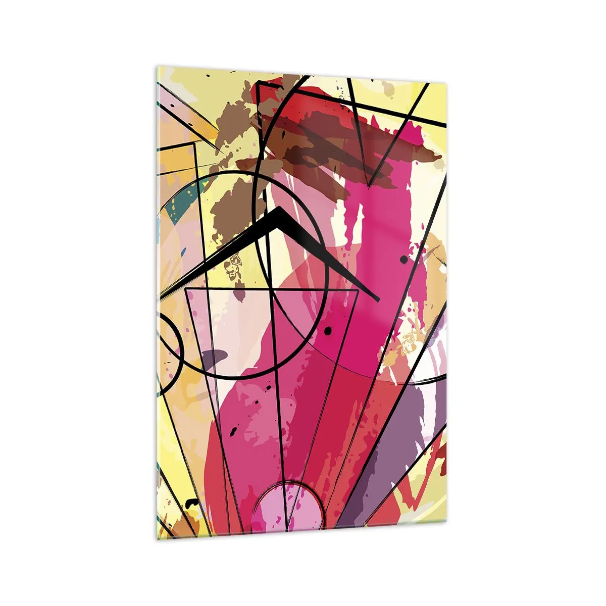 Obraz na szkle - Abstrakcja z liniami i geometrycznymi kształtami - 70x100cm - Eksplozja - Nowoczesna dekoracja ścienna do salonu i sypialni ARTTOR