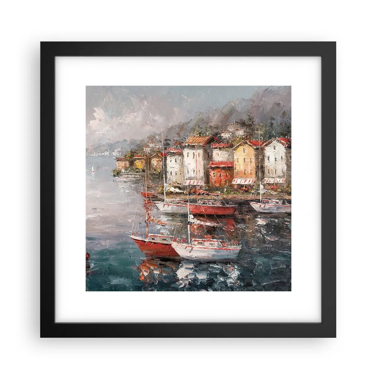 Plakat w czarnej ramie - Romantyczna przystań - 30x30 cm