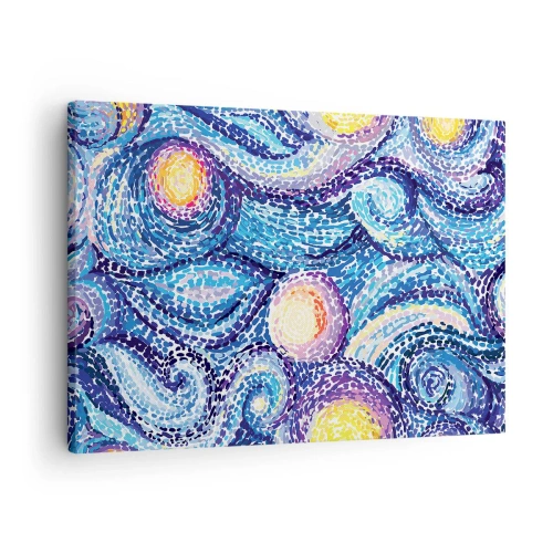 Obraz na płótnie - Artystyczna interpretacja gwiaździstego nieba w stylu van Gogha - 70x50cm - Z obrazu van Gogha - Nowoczesna dekoracja ścienna do salonu i sypialni ARTTOR