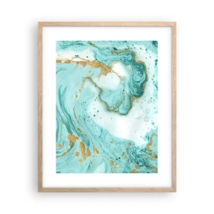 Plakat w ramie jasny dąb - Pod wielką falą z epoki Edo - 40x50 cm