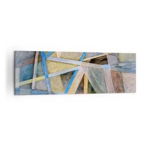 Obraz na płótnie - Geometryczna kompozycja z jasnymi i niebieskimi liniami - 160x50cm - Na wprost czy na skos? - Nowoczesna dekoracja ścienna do salonu i sypialni ARTTOR